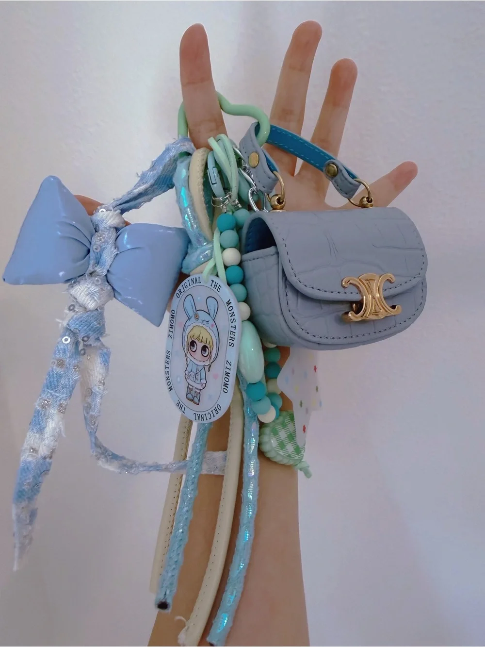Blue DIY Bag Charm Set with Mini Croc Coin Pouch